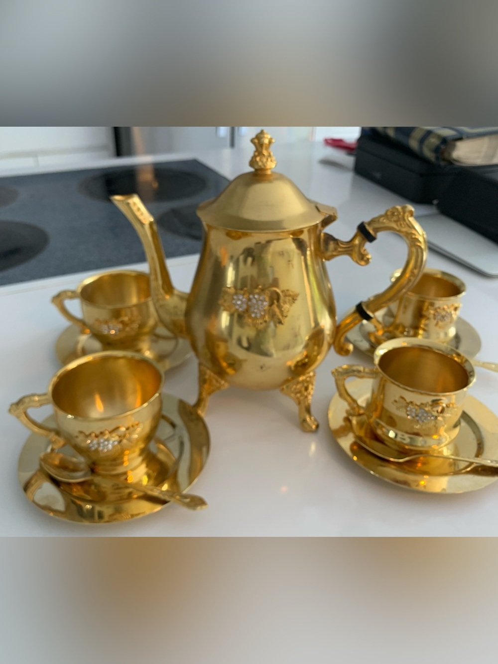 Gold-plated VINTAGE  Decorative Tea Set - 6 Piece Home Kitchen Serving Set